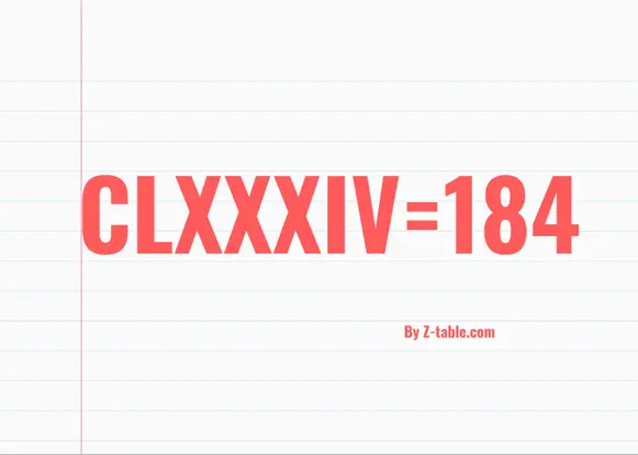 CLXXXIV roman numerals