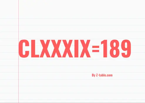 CLXXXIX roman numerals