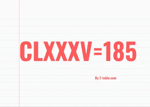 CLXXXV roman numerals
