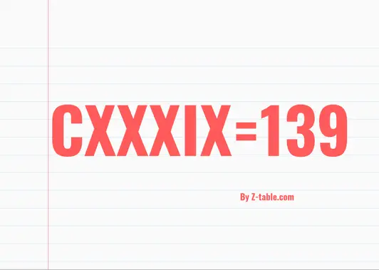 CXXXIX roman numerals