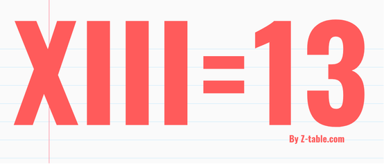 xiii roman numerals equals 13