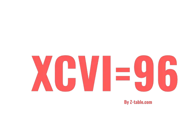 XCVI roman numerals